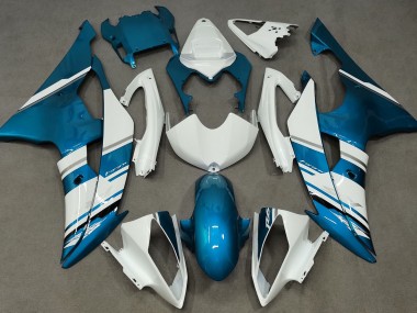 Stile Bianco Lucido & Azzurro OEM 08-16 Yamaha R6 Carene Moto
