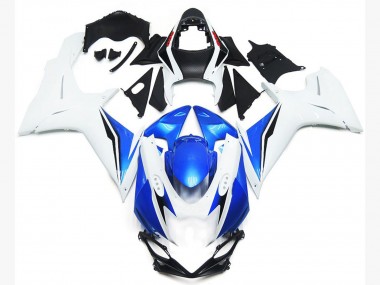 Stile Bianco Lucido & Blu 11-24 Suzuki GSXR 600-750 Carene Moto