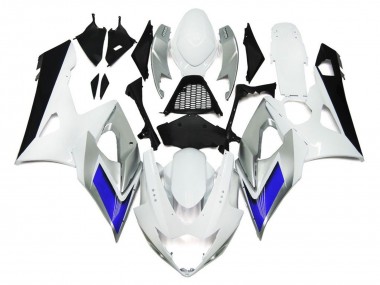 Stile Bianco Lucido Con Sfumature Argento & Blu 05-06 Suzuki GSXR 1000 Carene Moto