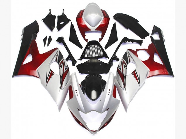Stile Bianco Lucido Con Sfumature Argento & Bronzo 05-06 Suzuki GSXR 1000 Carene Moto