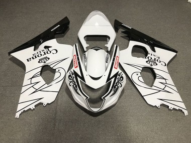 Stile Bianco & Nero Lucido Corona 04-05 Suzuki GSXR 600-750 Carene Moto