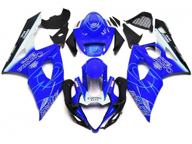 Stile Corona Blu & Bianco 05-06 Suzuki GSXR 1000 Carene Moto Stile Corona Blu & Bianco 05-06 Suzuki GSXR 1000 Carene Moto