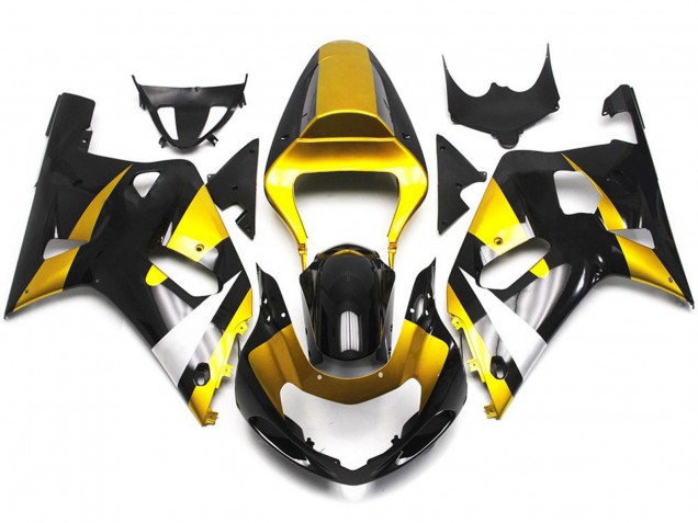 Stile Oro & Nero Lucido 01-03 Suzuki GSXR 600-750 Carene Moto Stile Oro & Nero Lucido 01-03 Suzuki GSXR 600-750 Carene Moto