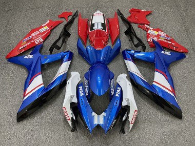 Stile Personalizzato Rosso Blu & Bianco Lucido 08-10 Suzuki GSXR 600-750 Carene Moto