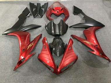 Stile Rosso Bordeaux & Fibra Di Carbonio 04-06 Yamaha R1 Carene Moto