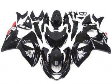 Stile Solido Nero Lucido Rosso 09-16 Suzuki GSXR 1000 Carene Moto