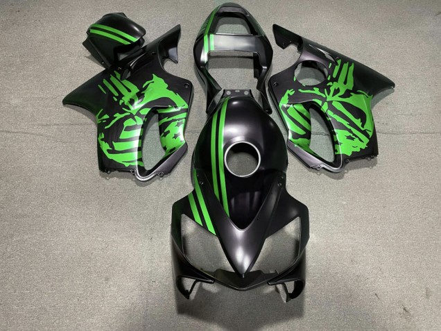 Teschio Nero Opaco & Verde 01-03 Honda CBR600 F4i Carene Moto Teschio Nero Opaco & Verde 01-03 Honda CBR600 F4i Carene Moto