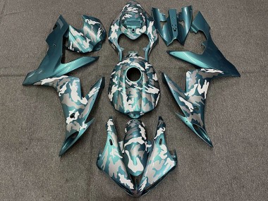 Verde Acqua Scuro Camo 04-06 Yamaha R1 Carene Moto