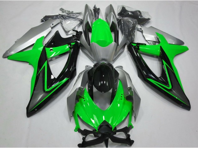 Verde & Argento 08-10 Suzuki GSXR 600-750 Carene Moto Verde & Argento 08-10 Suzuki GSXR 600-750 Carene Moto