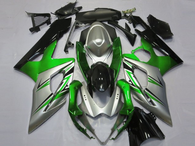 Verde Argento & Nero 05-06 Suzuki GSXR 1000 Carene Moto Verde Argento & Nero 05-06 Suzuki GSXR 1000 Carene Moto