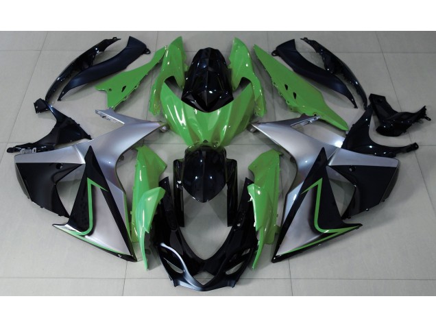Verde Argento & Nero 09-16 Suzuki GSXR 1000 Carene Moto Verde Argento & Nero 09-16 Suzuki GSXR 1000 Carene Moto