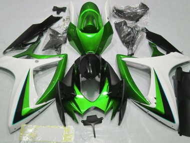 Verde & Bianco 06-07 Suzuki GSXR 600-750 Carene Moto
