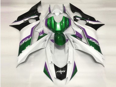 Verde & Bianco Lucido 17-21 Yamaha R6 Carene Moto