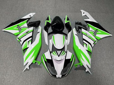 Verde Bianco & Nero Zag 09-12 Kawasaki ZX6R Carene Moto