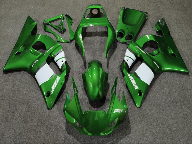 Verde Intenso & Bianco 98-02 Yamaha R6 Carene Moto Verde Intenso & Bianco 98-02 Yamaha R6 Carene Moto