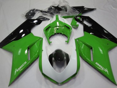 Verde Lucido & Bianco 07-14 Ducati 848 1098 1198 Carene Moto