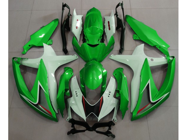 Verde Lucido & Bianco 08-10 Suzuki GSXR 600-750 Carene Moto Verde Lucido & Bianco 08-10 Suzuki GSXR 600-750 Carene Moto