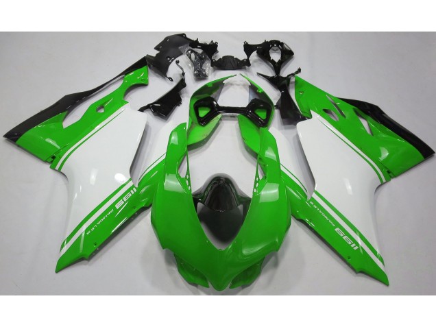 Verde Lucido Bianco & Nero 11-14 Ducati 1199 Carene Moto Verde Lucido Bianco & Nero 11-14 Ducati 1199 Carene Moto