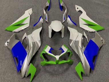 Verde Lucido Blu & Argento 19-23 Kawasaki ZX6R Carene Moto