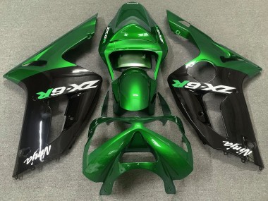 Verde Lucido & Nero 03-04 Kawasaki ZX6R Carene Moto