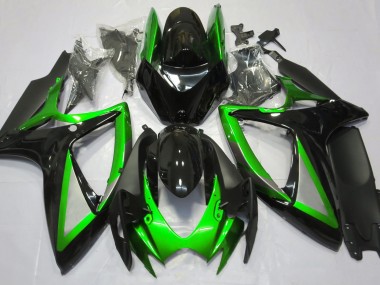Verde Lucido & Nero 06-07 Suzuki GSXR 600-750 Carene Moto