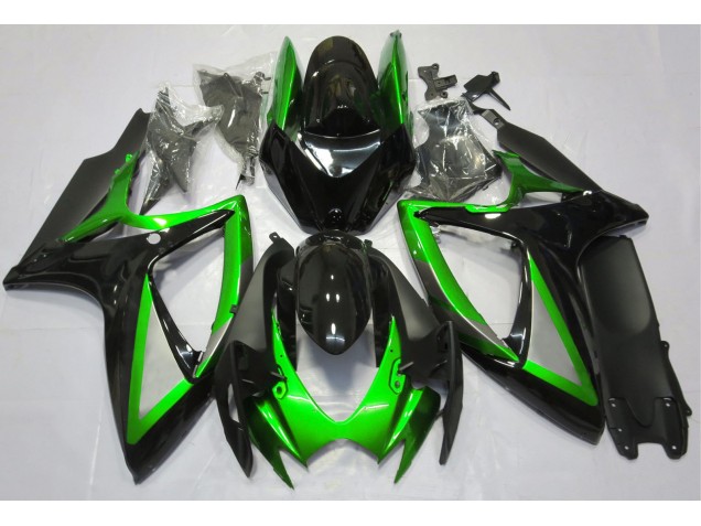 Verde Lucido & Nero 06-07 Suzuki GSXR 600-750 Carene Moto Verde Lucido & Nero 06-07 Suzuki GSXR 600-750 Carene Moto