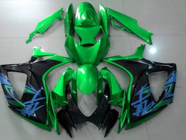 Verde Lucido & Nero 06-07 Suzuki GSXR 600-750 Carene Moto
