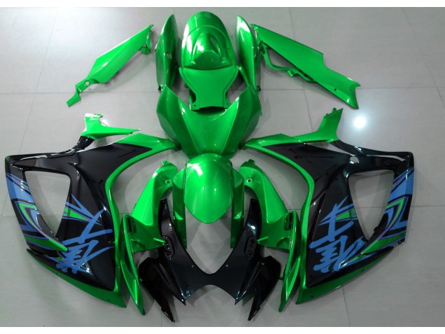 Verde Lucido & Nero 06-07 Suzuki GSXR 600-750 Carene Moto Verde Lucido & Nero 06-07 Suzuki GSXR 600-750 Carene Moto
