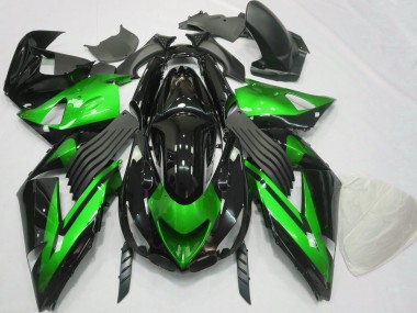 Verde Lucido & Nero Tinta Unita 06-11 Kawasaki ZX14R Carene Moto