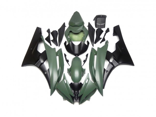 Verde Opaco & Nero Personalizzati 06-07 Yamaha R6 Carene Moto Verde Opaco & Nero Personalizzati 06-07 Yamaha R6 Carene Moto