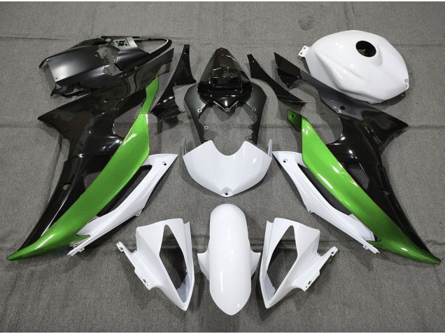 Verde Personalizzato In Bianco & Nero 08-16 Yamaha R6 Carene Moto Verde Personalizzato In Bianco & Nero 08-16 Yamaha R6 Carene Moto