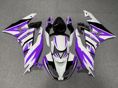 Viola Bianco & Nero Zag 09-12 Kawasaki ZX6R Carene Moto