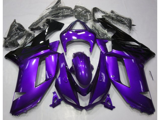 Viola Lucido & Nero 07-08 Kawasaki ZX6R Carene Moto
