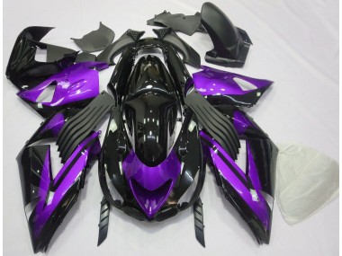 Viola Lucido & Tinta Unita Nera 06-11 Kawasaki ZX14R Carene Moto