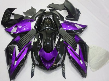 Viola Lucido & Tinta Unita Nera 06-11 Kawasaki ZX14R Carene Moto