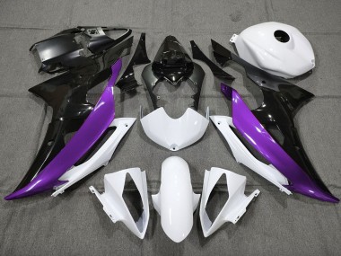 Viola Personalizzato In Bianco & Nero 08-16 Yamaha R6 Carene Moto