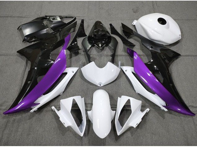 Viola Personalizzato In Bianco & Nero 08-16 Yamaha R6 Carene Moto Viola Personalizzato In Bianco & Nero 08-16 Yamaha R6 Carene Moto